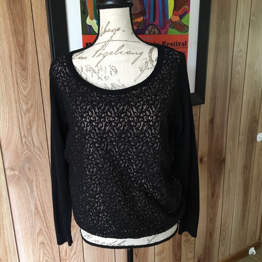 Loft lightweight lacy front sweater